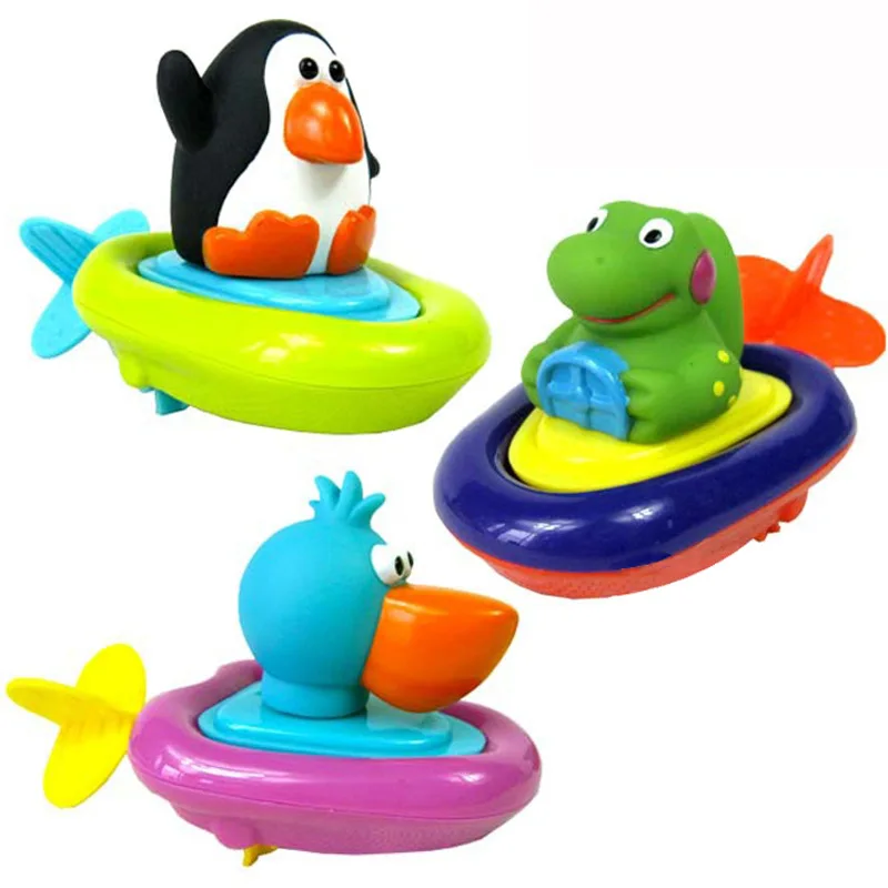 

Baby Bath Toy Pull And Go Boat Bath Clockwork Toy Children Play In Swimming Pool Bathtub Penguin Dinosaur Toys For Boys Girls