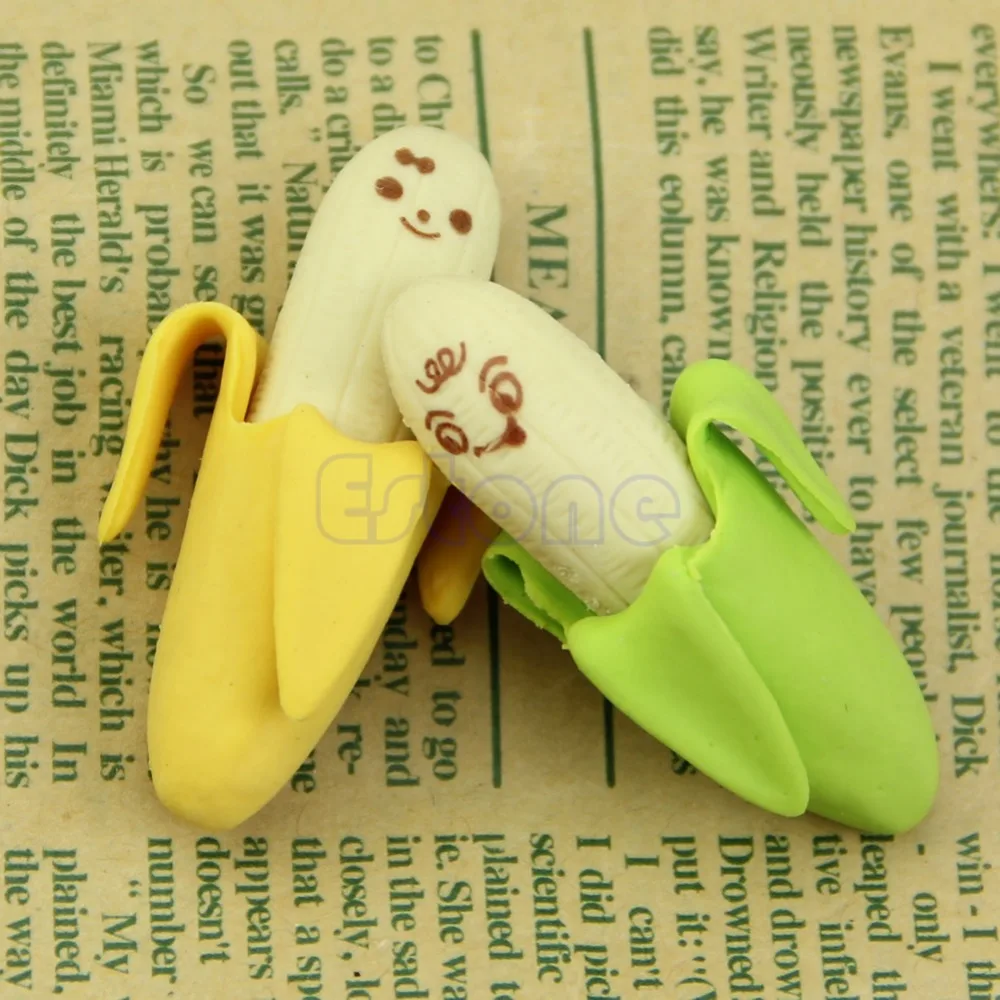 2 шт прекрасные фрукты стиль резиновые банановые карандашный ластик канцелярские принадлежности, подарок игрушка
