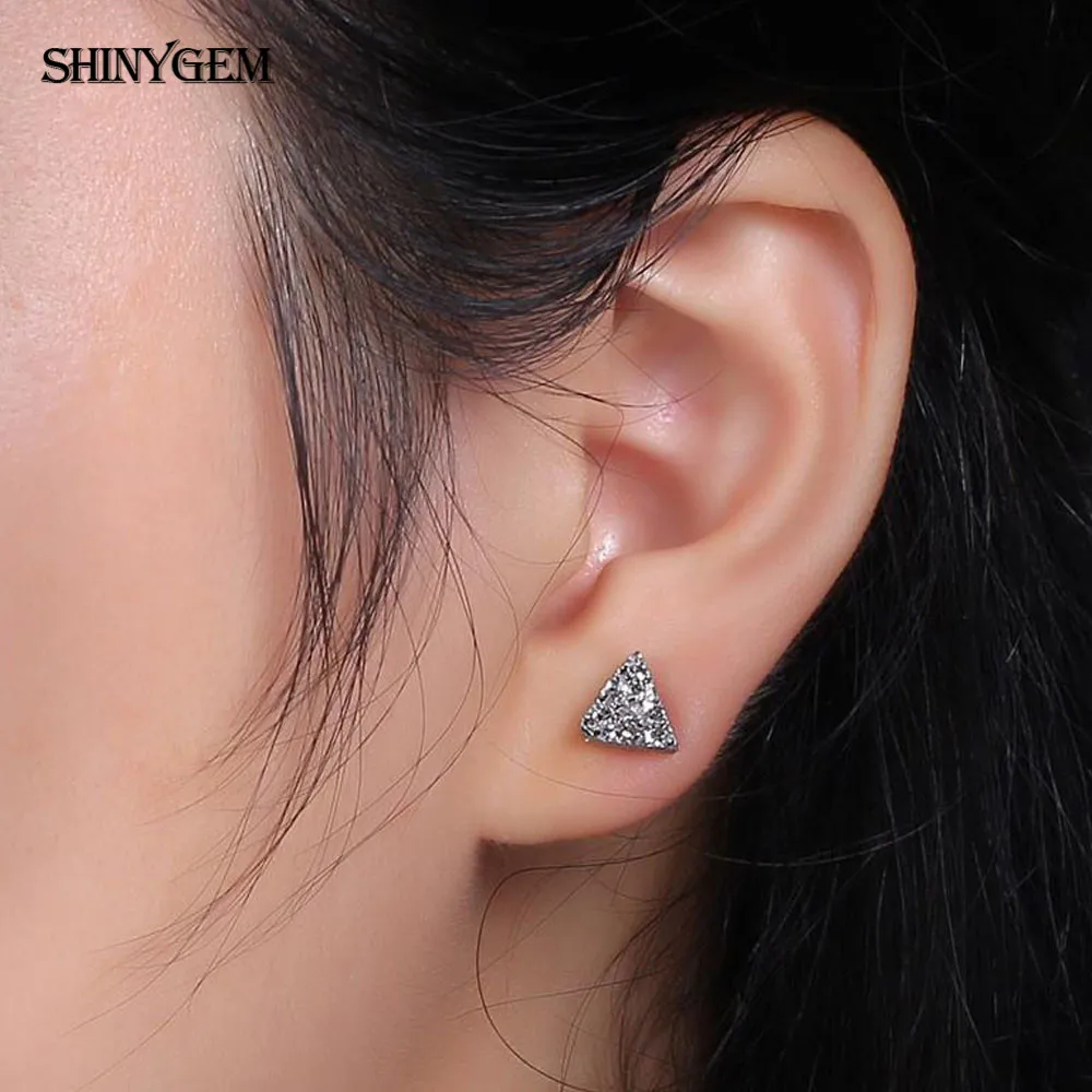 ShinyGem 8 мм модные амулет сердечко любви обруч Треугольник/Овальный Форма серьги к