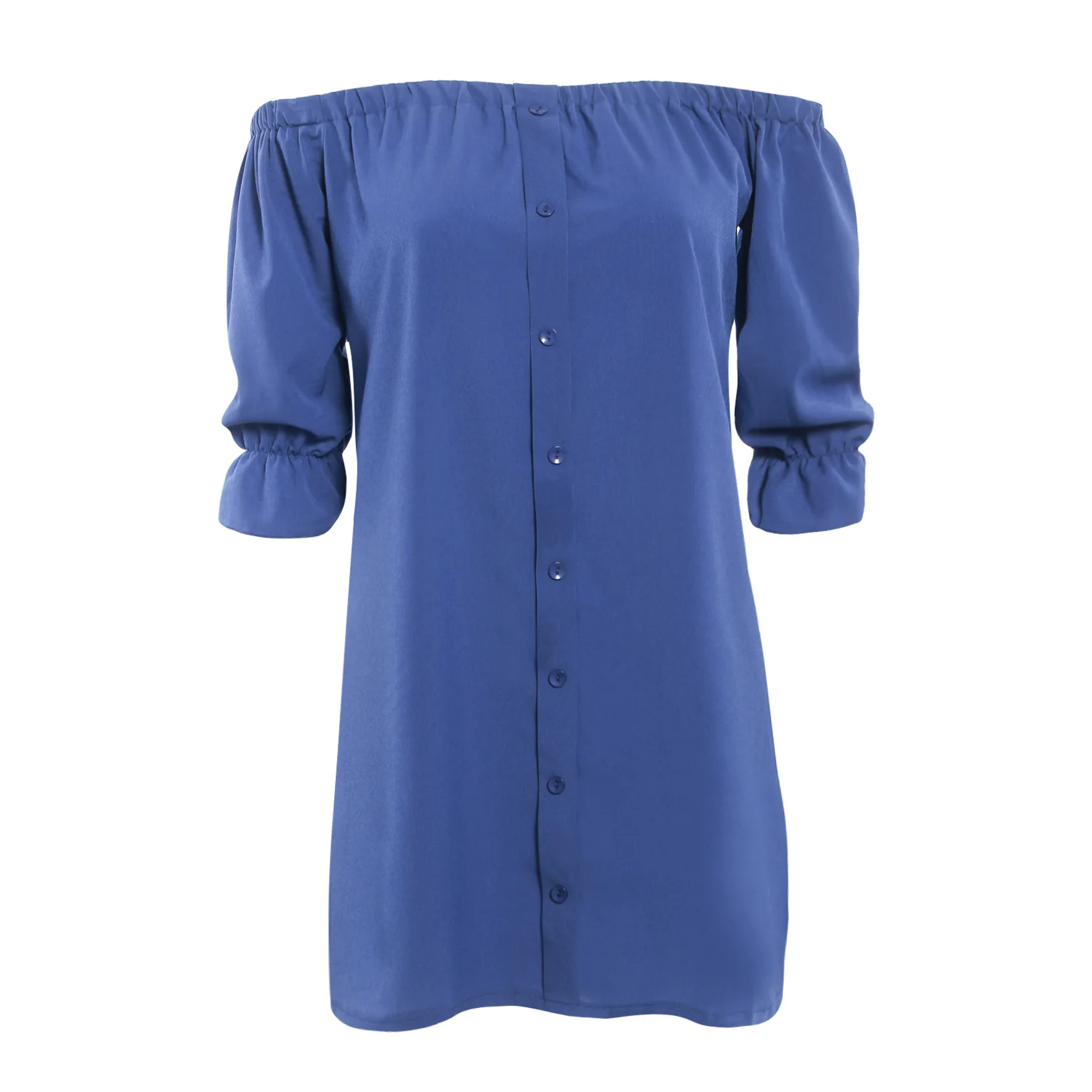 

Women Spring Off Shoulder Sexy Dress Ladies Slash Neck Strapless Half Sleeve Autumn Loose Solid Dresses