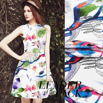 

Jenny's Story1986 silk cloth heavy silk dress cheongsam dress fabric stretch satin printing ink magpie Ming