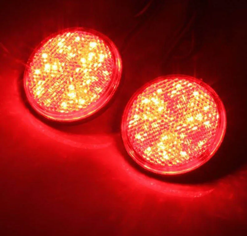 2x 24 LED Red Round Stop Brake Marker Motorcycle Reflectors Rear Truck
