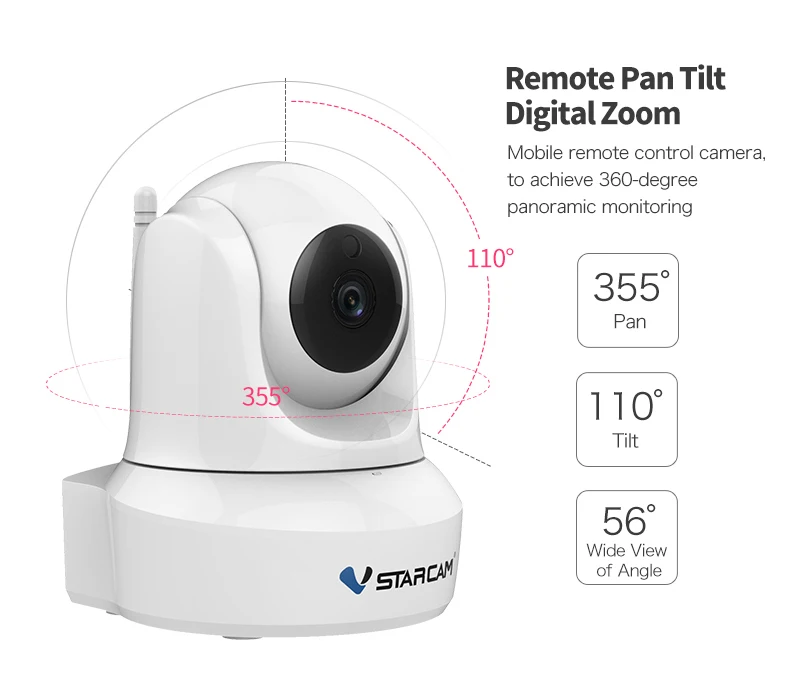 Vstarcam Крытый HD WiFi видеонаблюдение Мониторинг безопасности Беспроводная ip-камера с двухсторонним Аудио ИК ночного видения панорамирование наклона