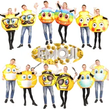 Unisex Funny Face Emoji Cosplay Colorful Evil&Pirate&Shy&Sick&Sweat&Nerdy Grandpa Emoticon Emoji for Carnival Party Costume