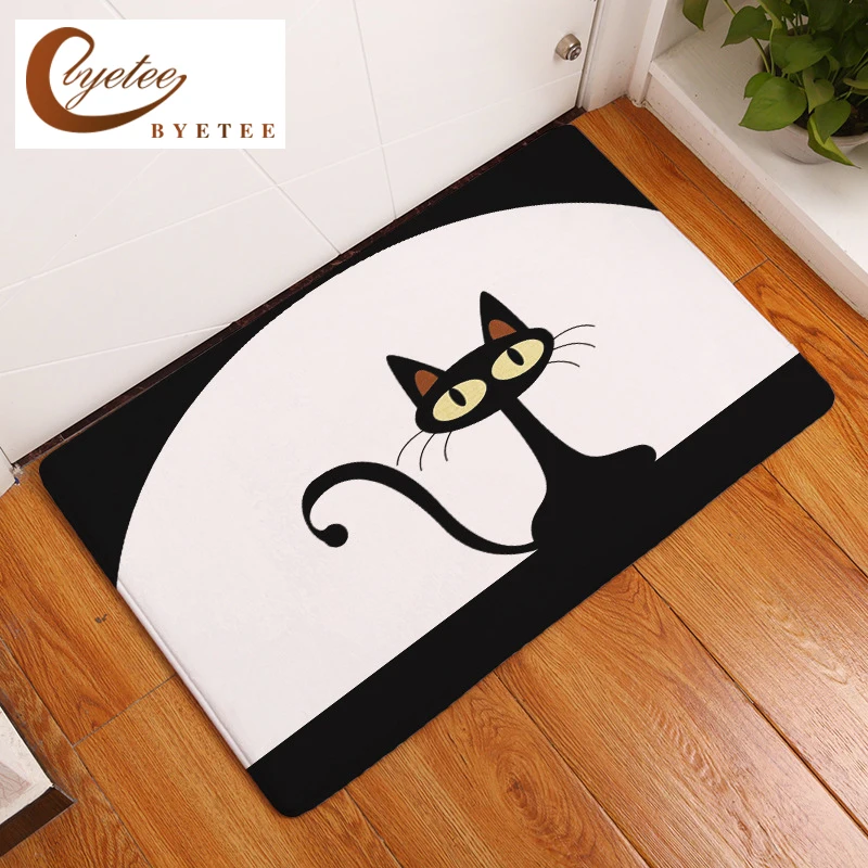 

{Byetee} Floor Mats Cat And Cat Printed Bathroom Living Room Carpets Cartoon Pattern Door Mat for Hallway Anti-Slip Tapete