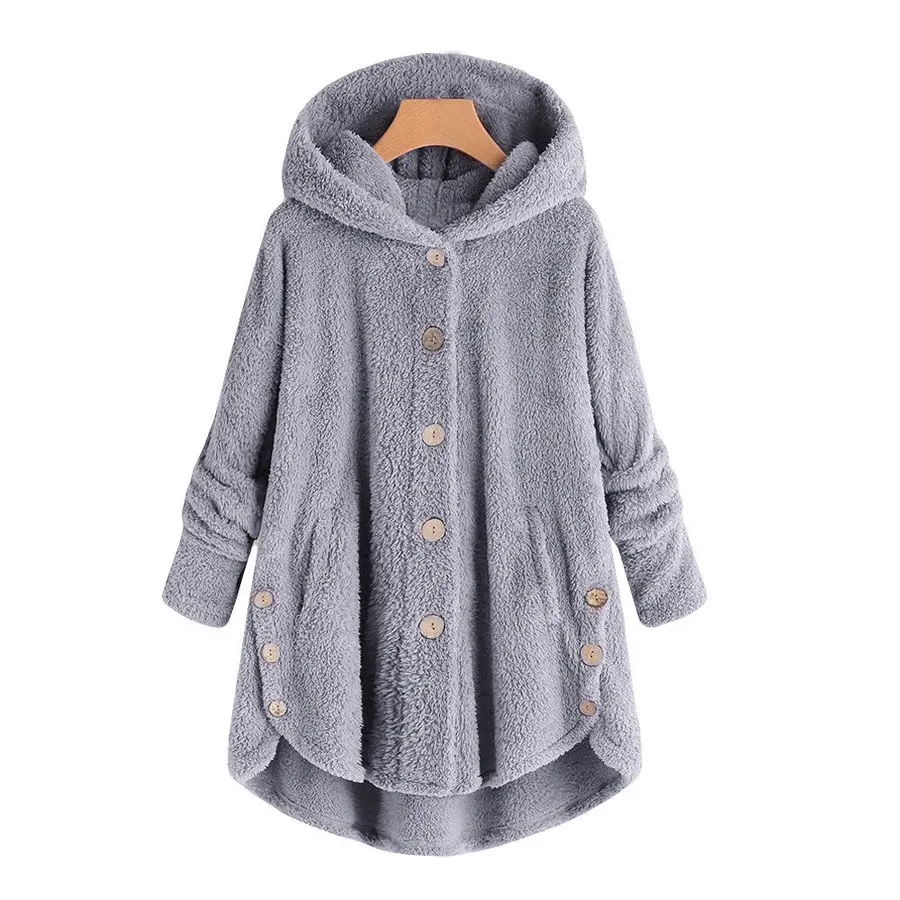 Women Winter Warm Fluffy Coat Overcoat Button Jacket Tops Outwear Loose Sweater