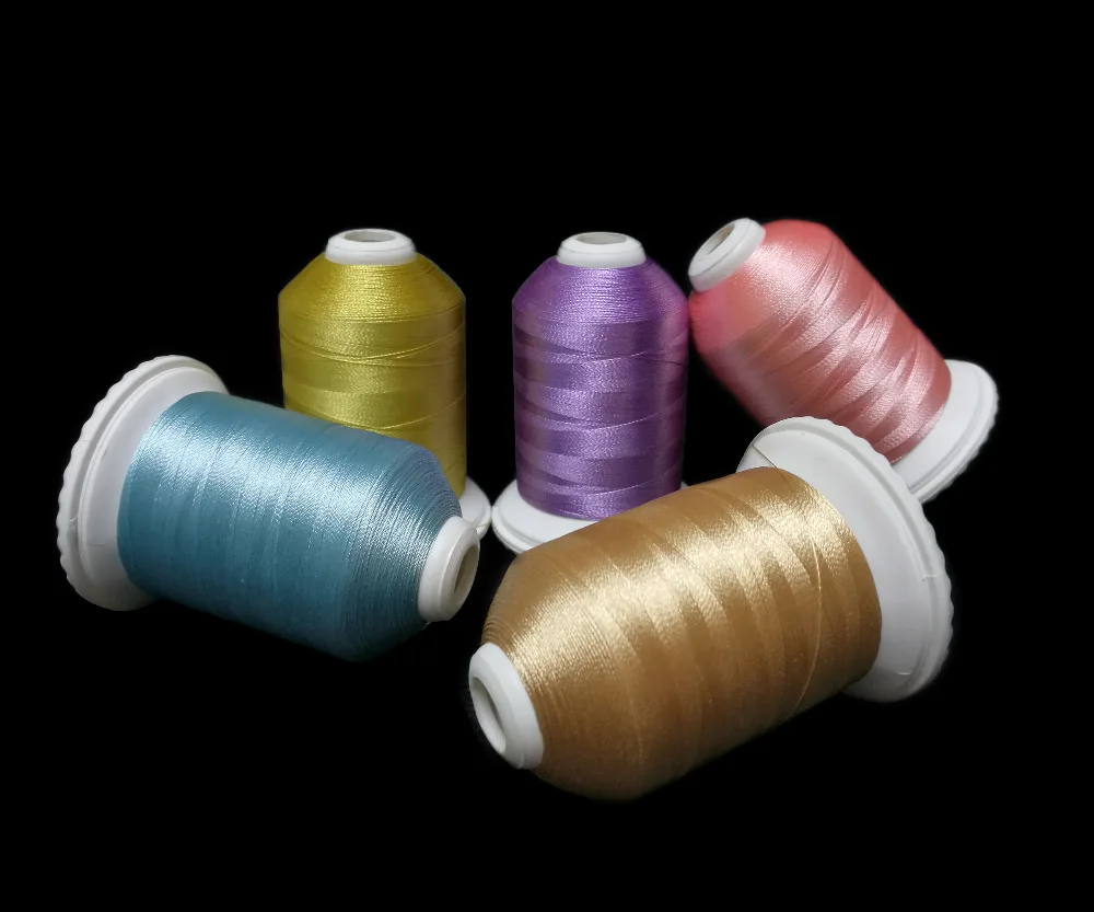 

Simthread 5 Colors Polyester Machine Embroidery Thread - 1000M/Cone with Snap-spool
