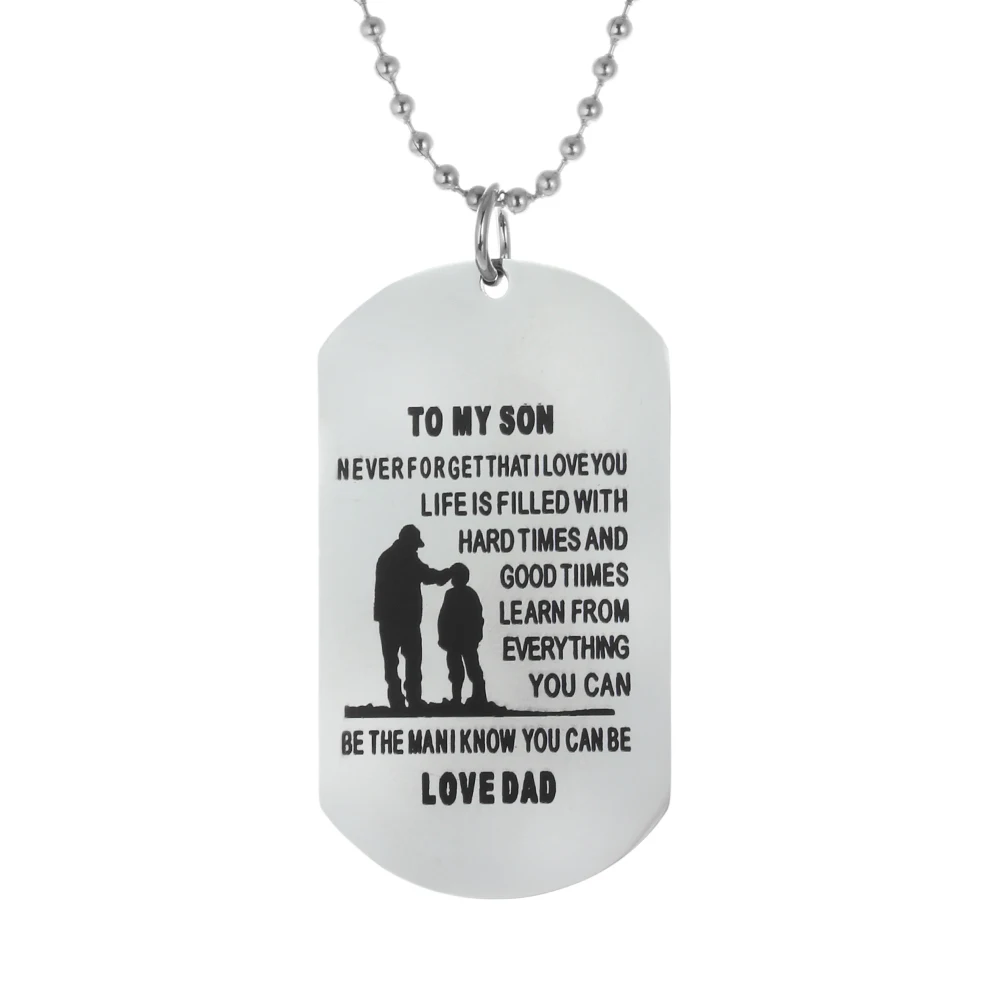 Family Dog Tag Necklace To My Son Be The Man Love Dad Pendant Necklace
