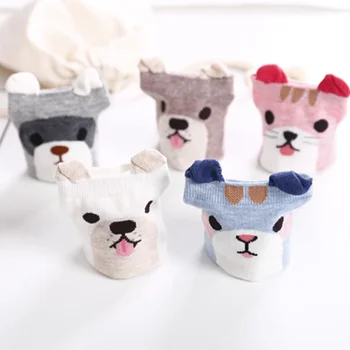 

New Fashion Cute Animal Cotton Socks Female Kawaii Summer Short Socks Slippers Women Casual Soft Funny Boat Socks Wholesale