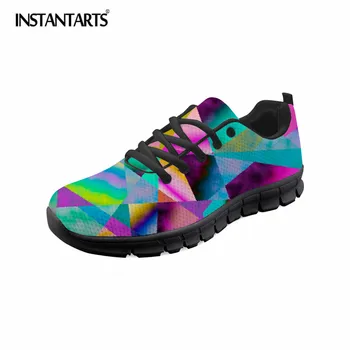 

INSTANTARTS Stylish Colorful Design Air Mesh Shoes Girls Casual Women Lace Up Sneaker Shoes Female Breathable Lightweight Shoes