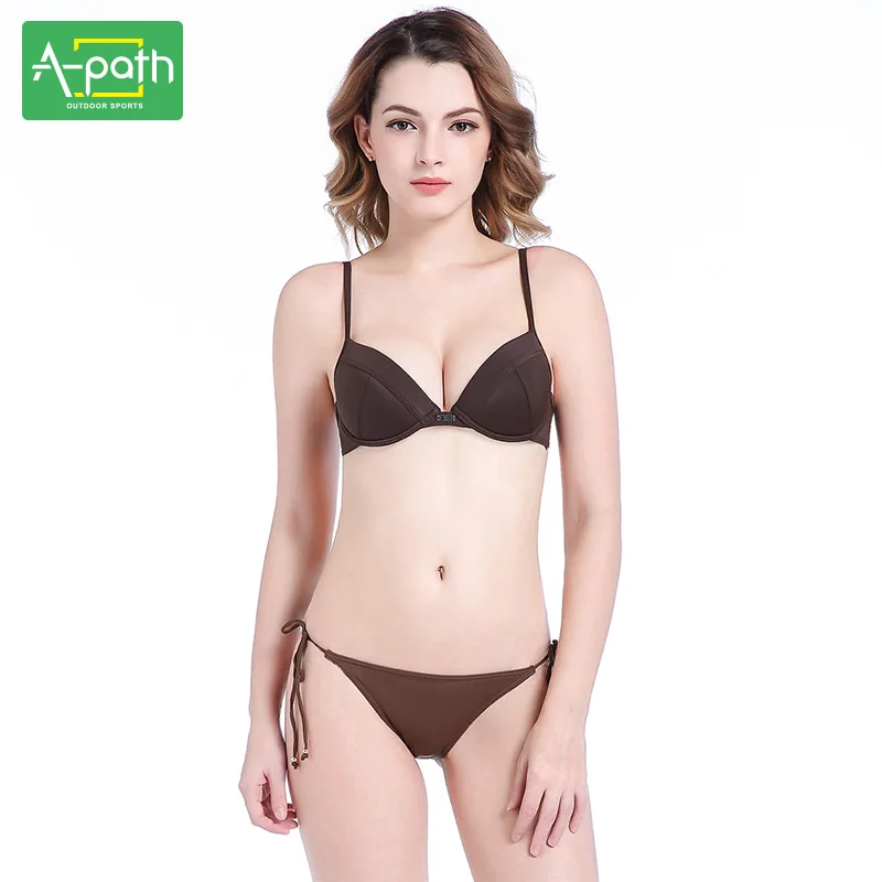 

New Arrive Summer Deep V Swimming Steel Support Underwire Gather Side Bikini set Swimwear Bathing Swimsuit Suit for Women 2017