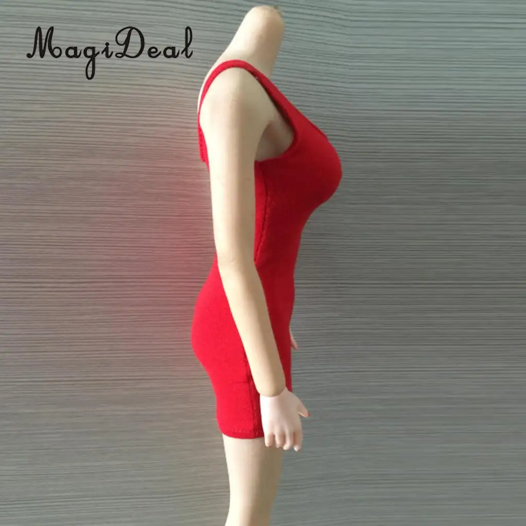 MagiDeal Fashion Cotton 1/6 Package Hip Vest Dress for 12 Inch Female Action Figure Body   Party Evening Clothes 4Colors