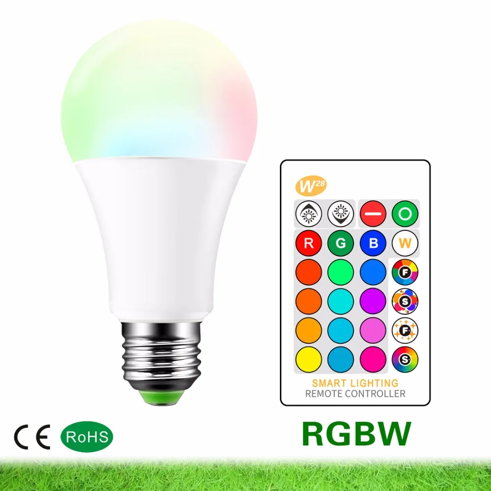 Светодиодный светильник, AC85-265V, E27, RGB, светодиодный, 3 Вт, 5 Вт, 10 Вт, RGBW, затемненный, светодиодный, умный свет, несколько цветов, с пультом дистанционного управления, светодиодный, освещение