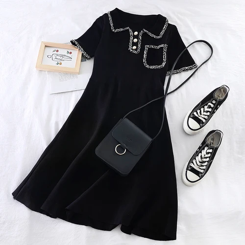 Woherb элегантное черное платье с коротким рукавом женское летнее тонкое трикотажное платье с кисточками сексуальное платье с открытой спиной Vestidos 22431 - Цвет: Черный