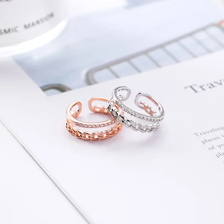 MENGJIQIAO Новое поступление микро паве циркония двухслойные кольца для женщин элегантное регулируемое кольцо на палец Подарок на годовщину