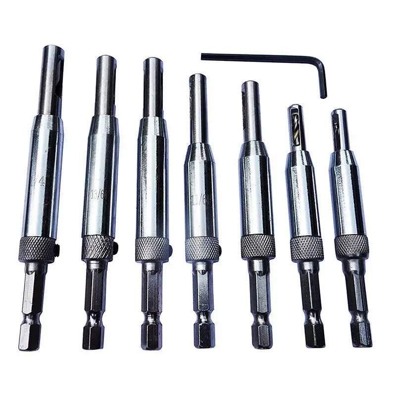 

Center Drill Door And Window Cabinet Self-Centering Hinge Hardware Drill Set 7Pcs 5/64 Inch, 7/64 Inch, 9/64 Inch, 11/64 Inch,