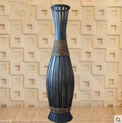 90cm High Big Bamboo & Wood Vase Large Floor Vase Retro Vintage Living
Room Home Decor Craft Flower Pot Decoration Floor Vase