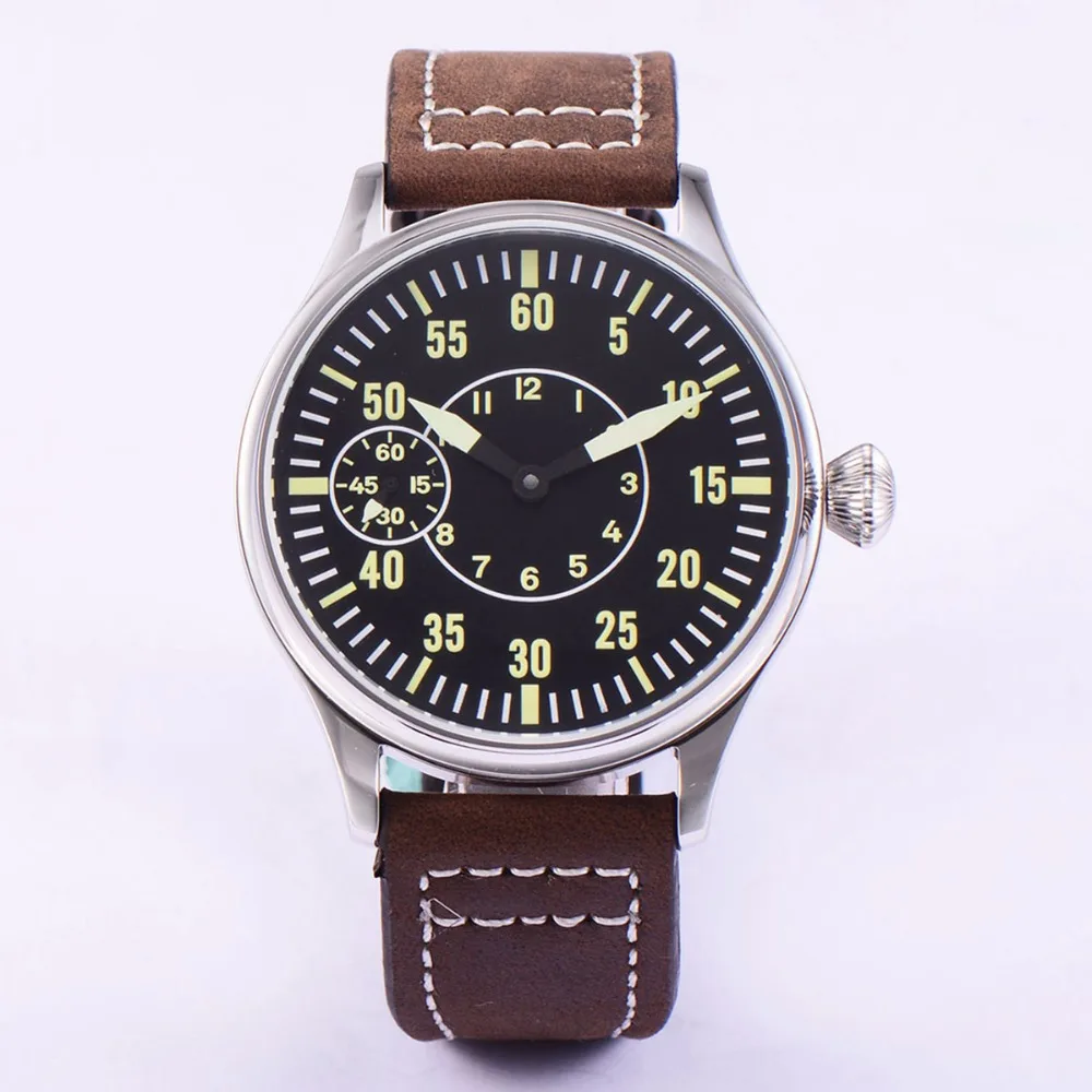 

Sterile 44mm Luminous 6497 Hand Winding ST3600 Movement Manual Machinery Watch men Sapphire Glass 316L SS mechanical wristwatche