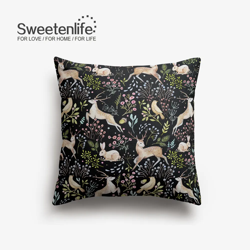 Sweetenlife 50x50 см наволочка с акварельным рисунком Лесной олень декоративная