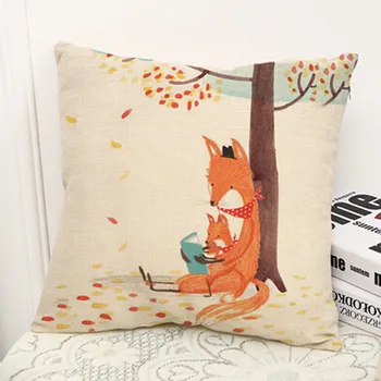 

Linen Cartoon Fox Hug Pillowcase Print Bed Home Decorative Pillow Case kussensloop Pillow Cases #35%