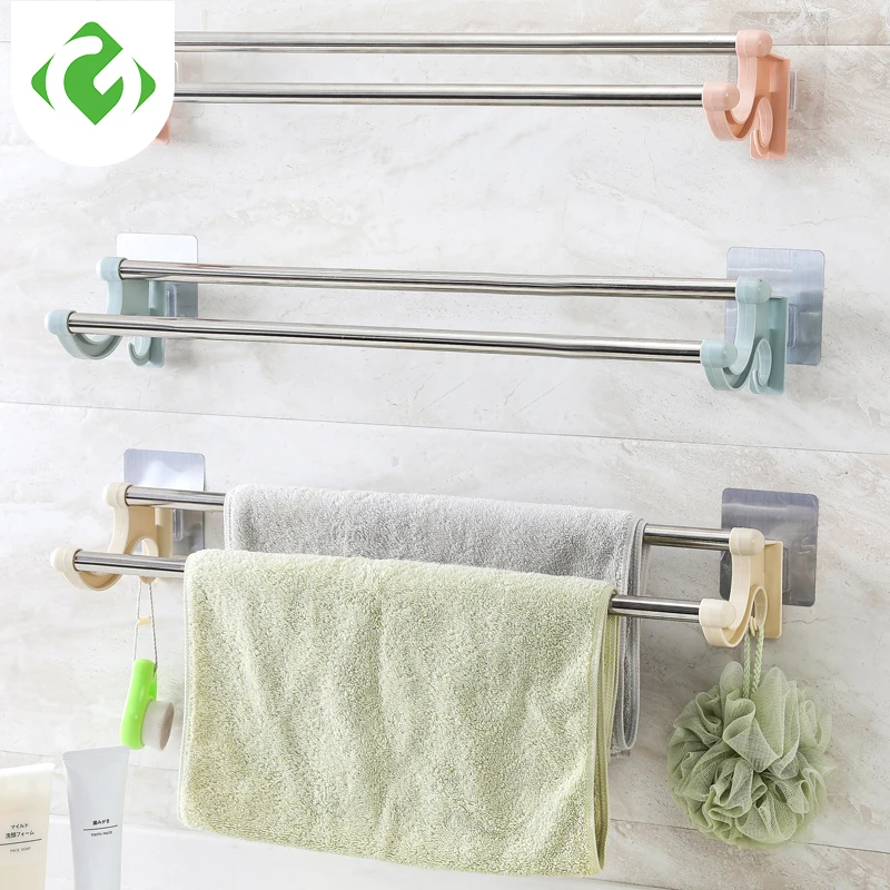 

Stainless Steel Towel Racks Holder Shelf Bath Toilet Bathroom Washroom Seamless Sticker Wall Mounted Rack Kitchen GUANYAO