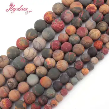 

Natural Picasso Jaspers Round Frost Multicolor Loose Stone Beads For Jewelry Making DIY Necklace Bracelet 6/8/10/12mm 15"