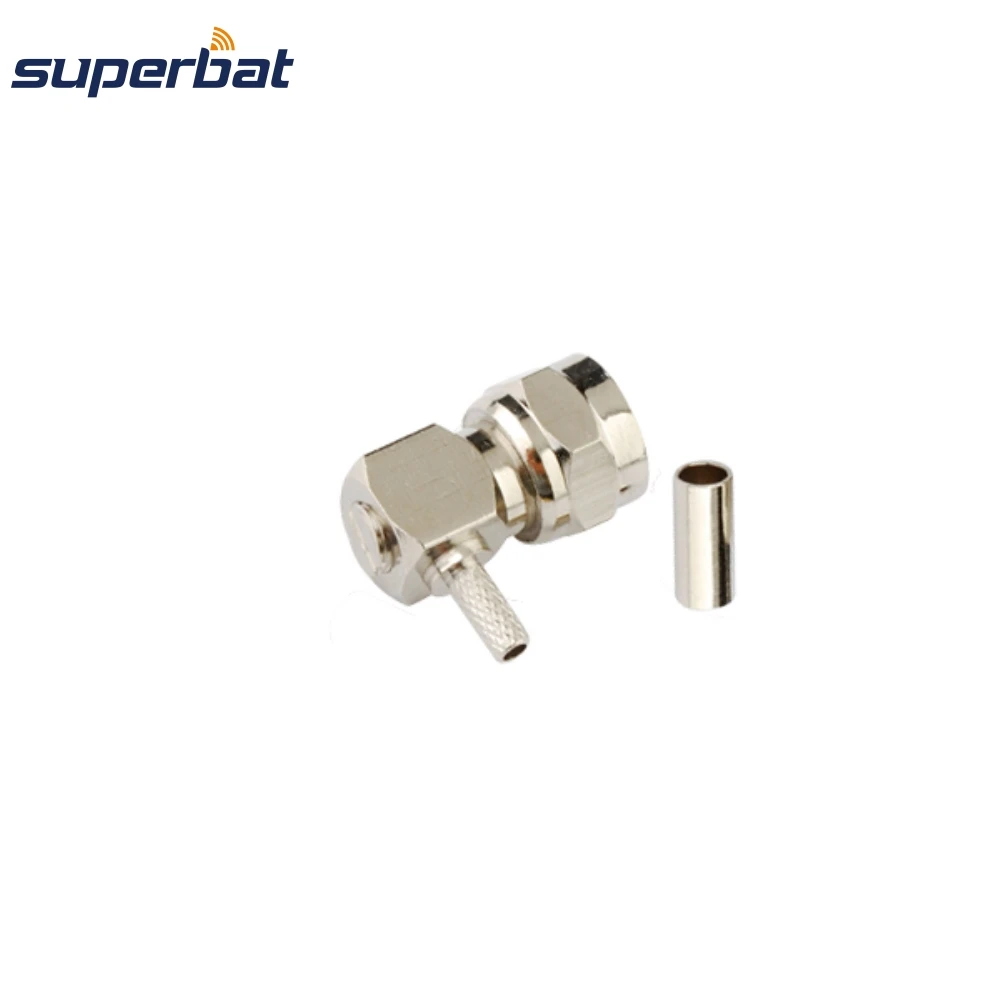 Superbat 10pcs 75 Ohm Connector F Crimp Male Right Angle Connector for Cable RG179 ,RG174, RG178,RG316,LMR100