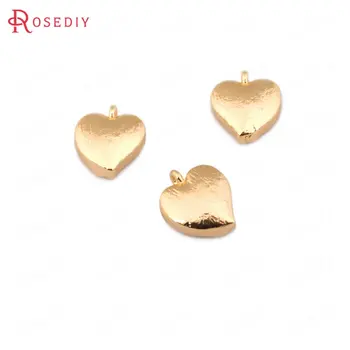 

(33559)10PCS 9*7MM 24K Gold Color Brass Heart Charms Pendants High Quality Diy Jewelry Findings Accessories wholesale