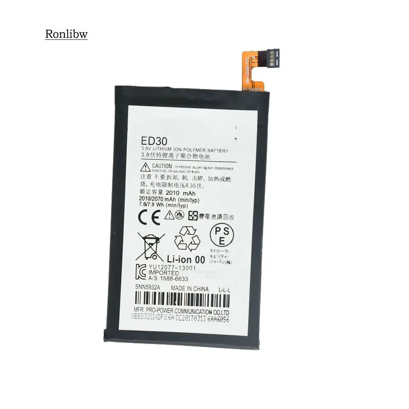 Ronlibw 2010mAh ED30 батарея Замена для MOTOROLA Moto G G2 XT1028 XT1032 XT1033 XT1034|Аккумуляторы мобильных
