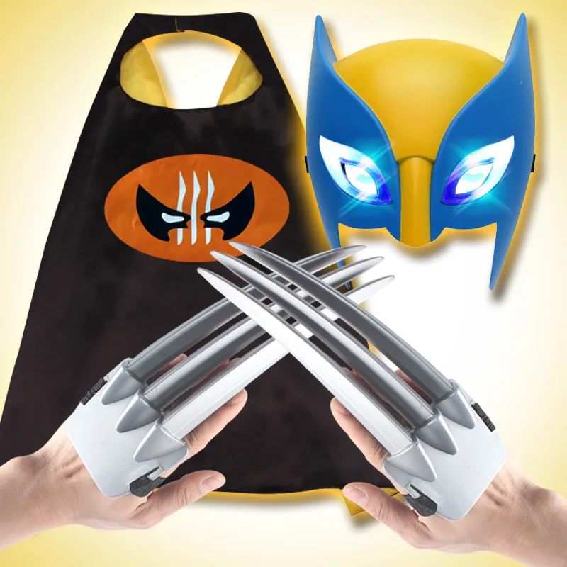 

X-Men Wolverine Logan Blade Claw Cape Mask Full Set Cosplay Uniform Suit for Kids Superhero Children Halloween Costumes Gift Toy