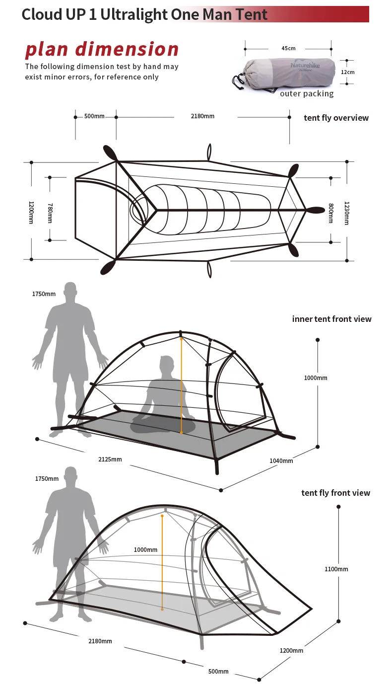 NatureHike 1 человек палатка teepee двухслойный Сверхлегкий складной тент водонепроницаемыe кемпинговые палатки