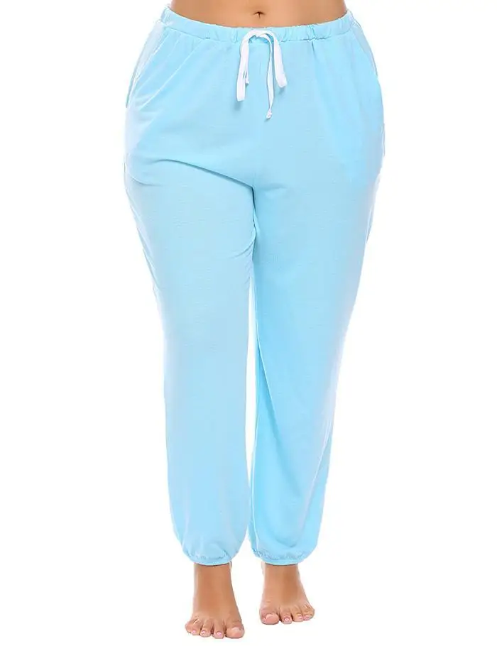 IN'VOLAND свободные женские пижамные штаны размера плюс с завязками на талии, одноцветные повседневные пижамные штаны для отдыха, пижамы более размера