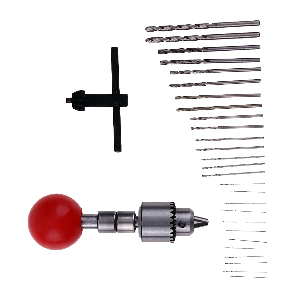 

Metal Hand Drill Jewelers Clamp 0.3-4mm Manual Hole Drilling Reamer Hand Twist Drill Chuck Clamp 25pcs Manual Hand Twist Drill