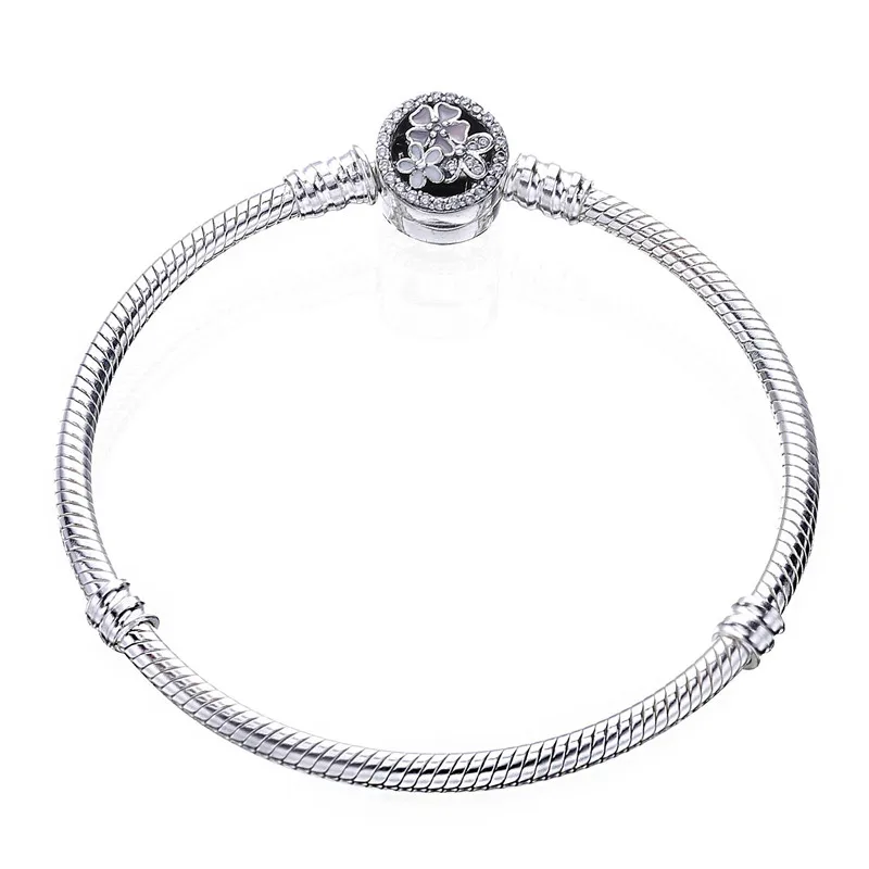 

Hot Women DIY Jewelry 100% 925 Sterling Silver Bead Charm Chain Fit Original Moments Pandora Bracelet with Poetic Blooms Clasp