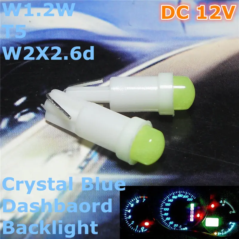 

12V LED Crystal Blue Color Car Bulb Lamp T5(Fluorescent Lamp)W1.2W W2.3W W2X2.6d for Dashboard Signal Ashtray Light