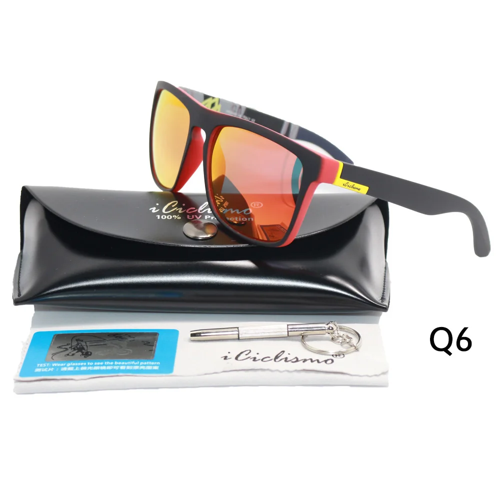 Поляризованные велосипедные очки для горного велосипеда, брендовые дизайнерские спортивные солнцезащитные очки для велоспорта, мужские и женские MTB очки, Ciclismo Eyewear - Цвет: Q6