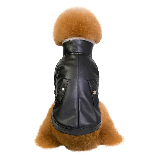 Drop Shipping Cool Dog Leather Jacket Coat Moto Biker Warm Pet Coats