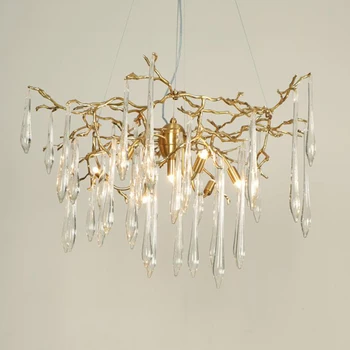 

Artistic Branches Colored Glaze Chandelier Hotel crystal Chandeliers Copper Light Restaurant living room lamp