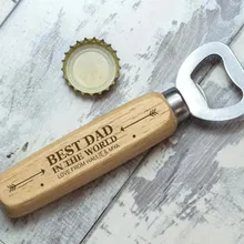 Гравированный Деревянный Открывалка для бутылок лучший папа любое имя текст пользовательские персонализированные подарки на свадьбу события и вечерние сувениры