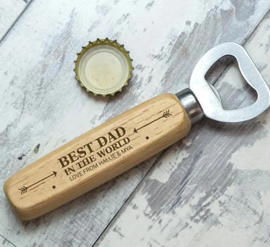 

Engraved Wooden Bottle Opener Best Dad Any Name Text Custom Personalized Wedding Gifts Event & Party Favors