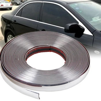 

15M 6mm Silver Car Chrome Styling Decoration Moulding Trim Strip Tape Auto DIY Protective Sticker