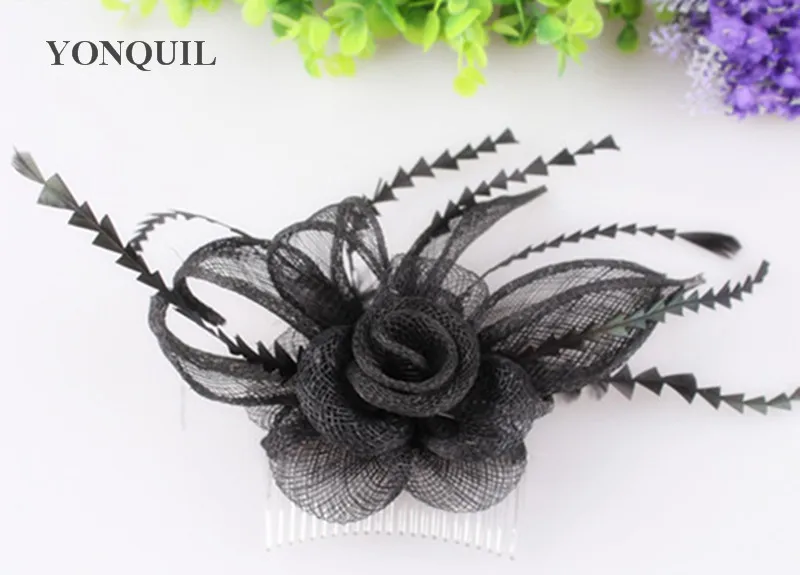 21 Цвета черный поделки цветок перо волос fascinators наивысшего качества sinamay небольшие аксессуары шляпа для Леди Девушка Свадебная вечеринка церкви
