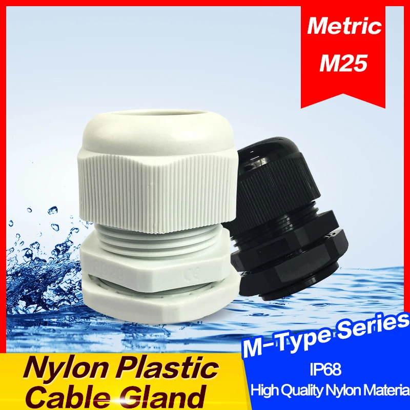 1 шт./лот M25 нейлоновый кабельный ввод Водонепроницаемый прокладка Пластиковый разъем для 10-16 мм Высокое качество IP68