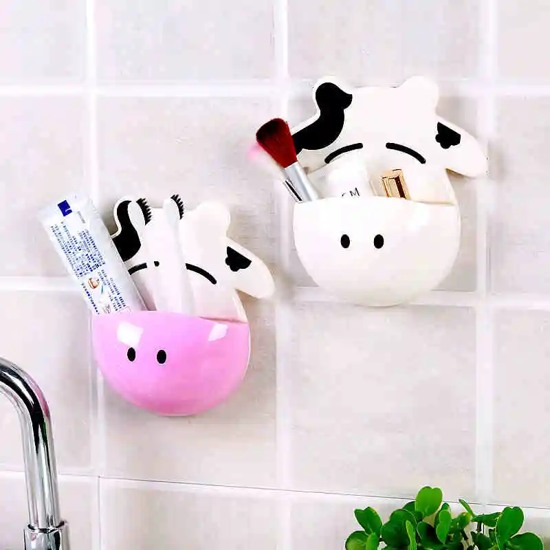 1pc new arrival bathroom products Cartoon cow Kitchen Sundries Holder Bathroom toothbrush Hanger Storage Box 1pc new arrival bathroom products Cartoon cow Kitchen Sundries Holder Bathroom toothbrush Hanger Storage Box