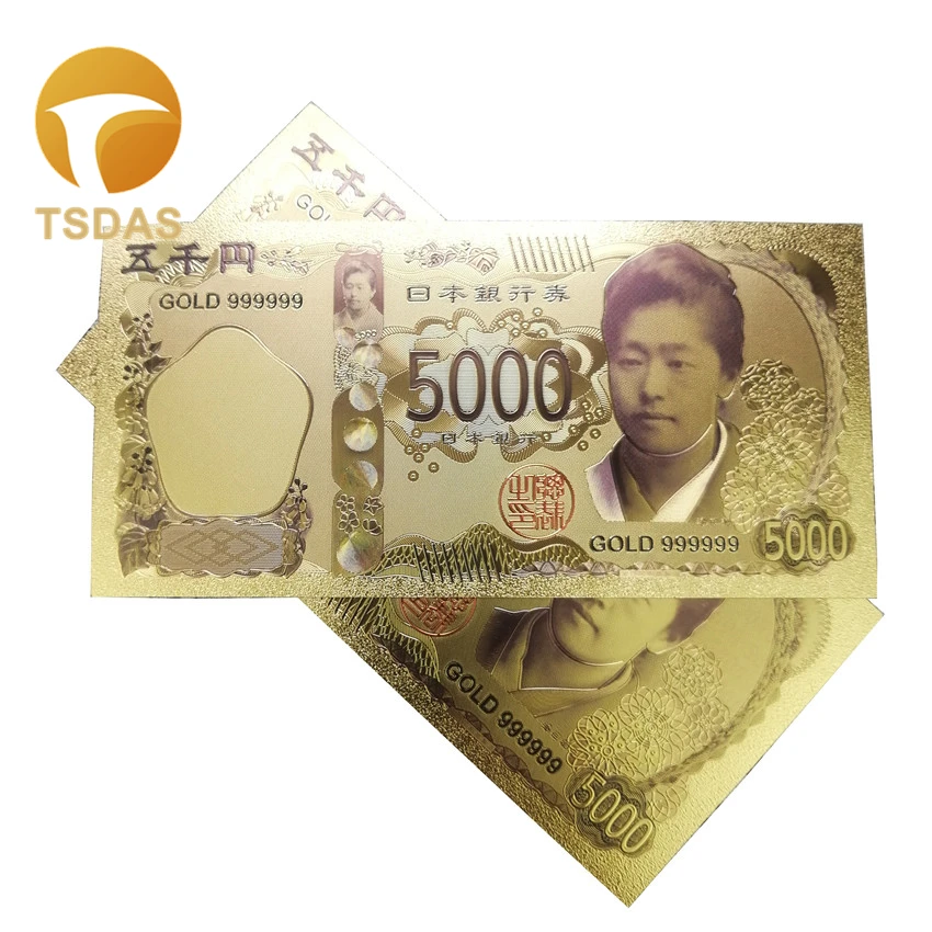 

10pcs/Lot Best Gifts for Color Japan Gold Banknote 5000 Yen Fake Banknotes for Home Decorations