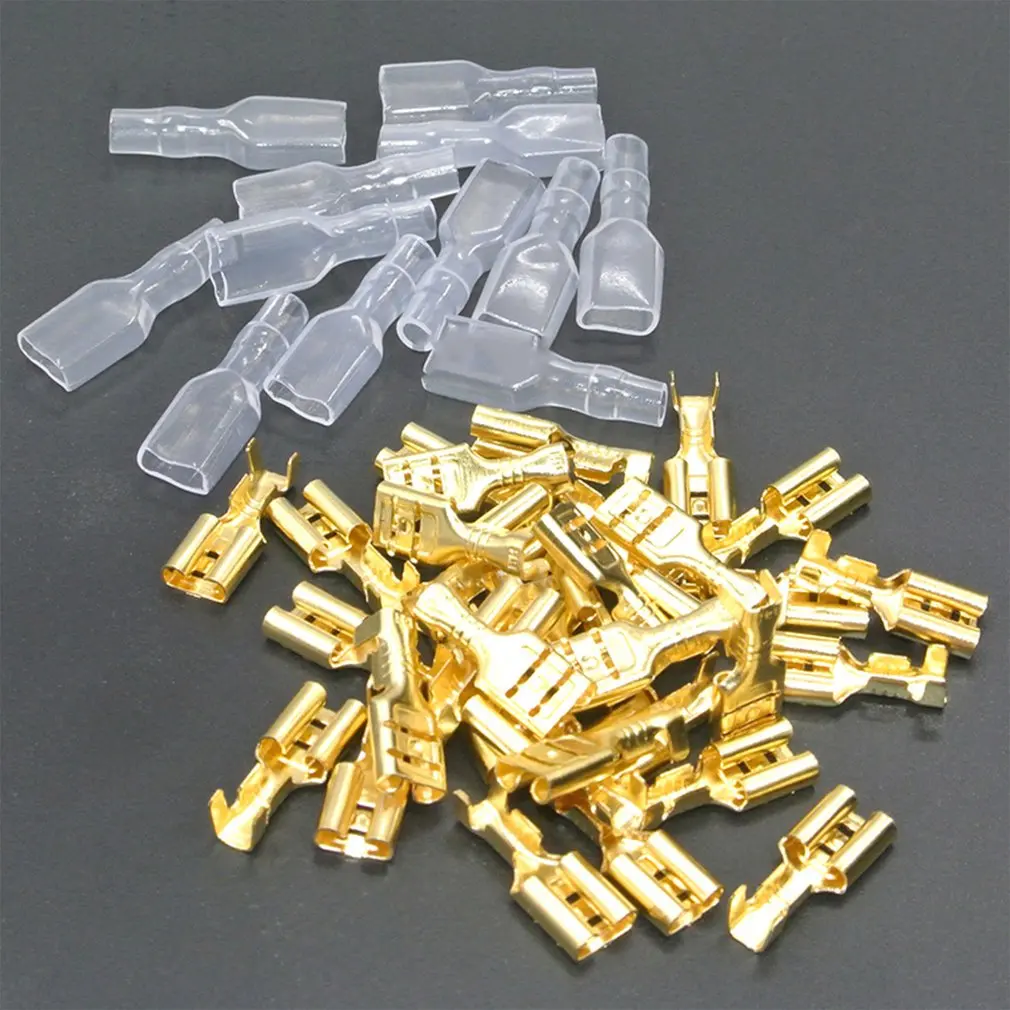 

200PCS 50Pairs Crimp Terminals Sleeve Wire Wrap Female Male Spade Connector 2.8/ 4.8/6.3 mm for 22-16 AWG 0.5mm2-1.5mm2