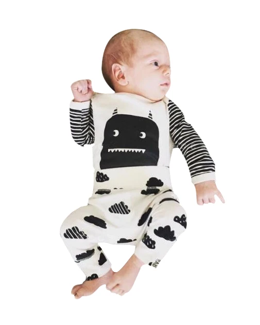 2020 Autumn baby clothing set Long sleeve T shirt +pants 2pcs suit Monster pattern Newborn Infant boy girl clothes Outfits | Детская