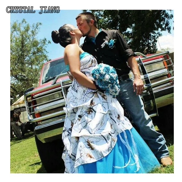 Turquoise Camo Wedding Dress