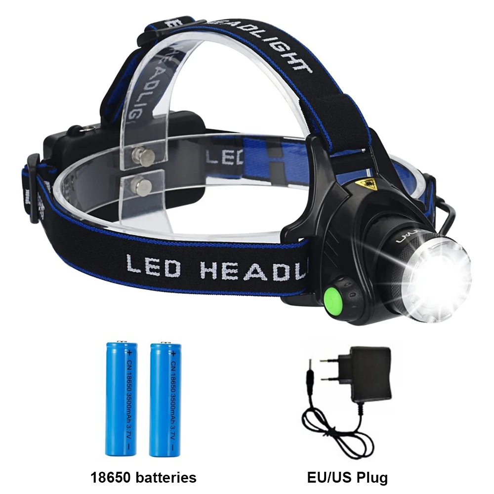 T6 Led Headlamp Rechargeable Batteries Headlight Zoomable Waterproof