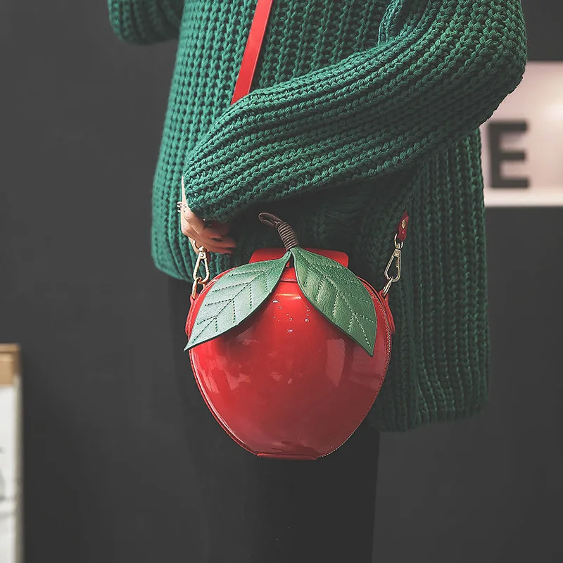 2018 Newest Hot Cute Cartoon Bags Apple Shape Shoulder Bag for Girls Mini Crossbody Bags Personality Purse Fashion Messenger Bag (34)